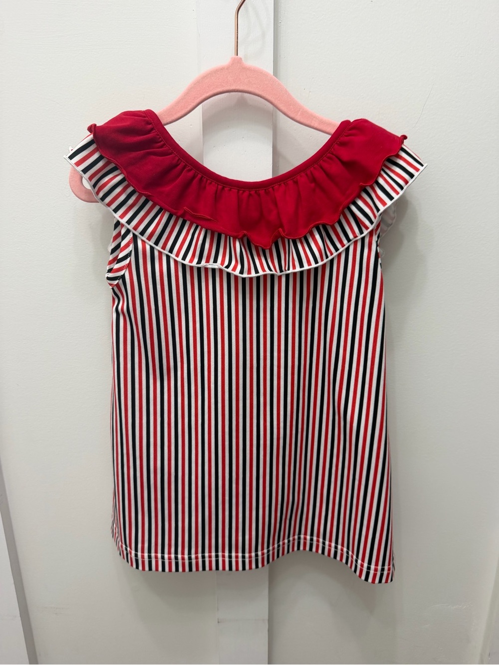 Little Bear Smocks Girls Red Striped Ruffle Neck Georgia Bulldogs Casual Dress